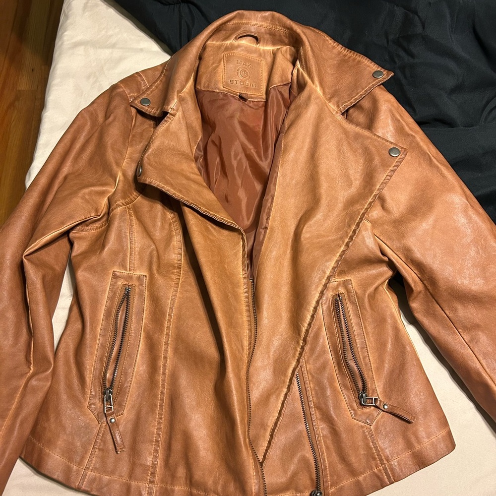 Max Studio Light Brown Leather Jacket - image 1
